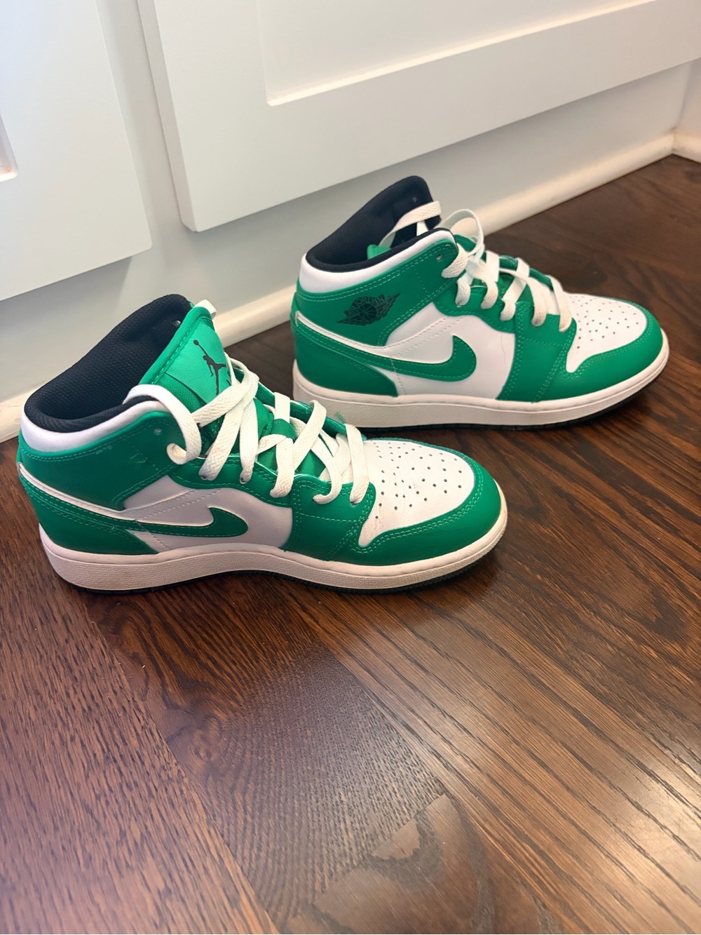 Jordan Kids' Green and White Mid-Top Sneakers